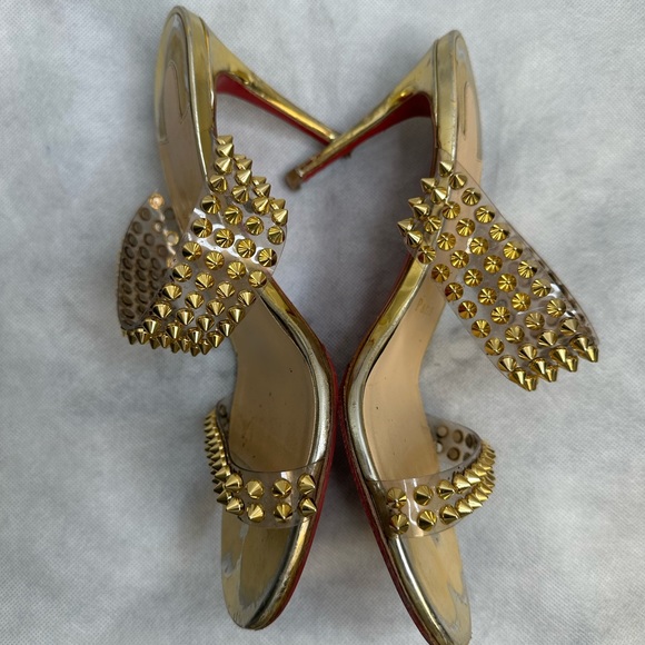Christian Louboutin PVC Gold Spiked Heels Pumps (Authentic, Rare) 39 - Picture 10 of 15